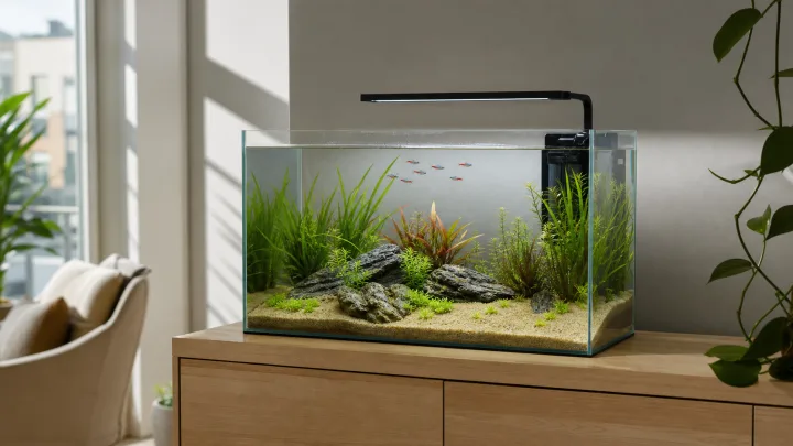 Compact beplant aquarium dat past bij een volume rond 60 liter