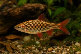 Barbus oligolepis (Geruite baard)