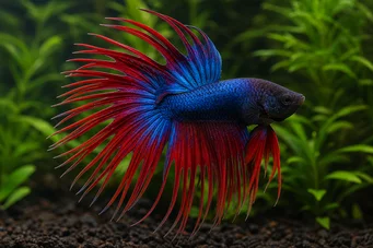 Betta splendens crowntail Kroonstaartjager