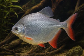 Myleus rubripinnis luna Metynnis-lune met rode haak