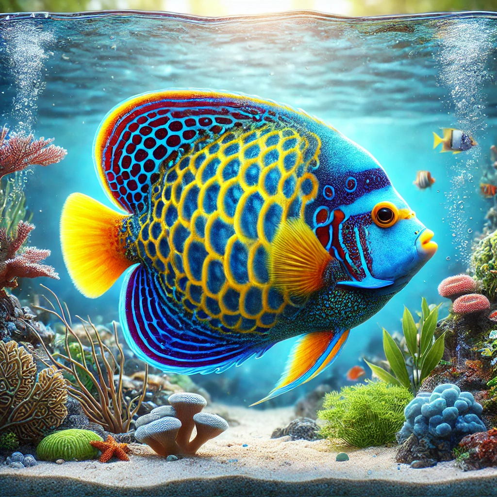 Pomacanthus semicirculat... Doormoorden